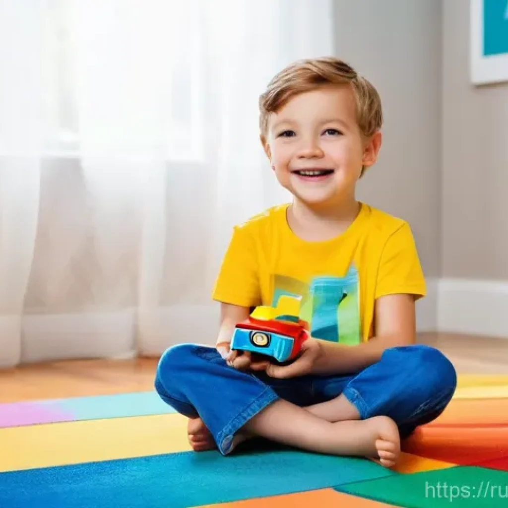 또봇이 국내외 미친 영향 - **Prompt:** A cheerful 6-year-old child, dressed in a vibrant yellow t-shirt and blue shorts, sits c...