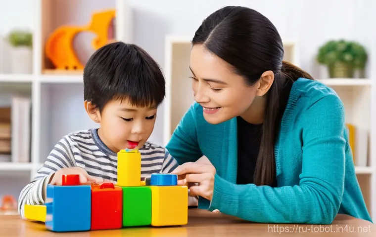 또봇과 교육적 요소 - **Prompt:** Two children, a 7-year-old boy and an 8-year-old girl, both fully clothed in casual play...