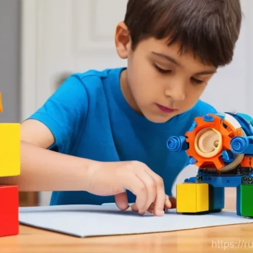 또봇 애니메이션으로 배우는 과학 - **Prompt:** A curious 9-year-old boy, wearing a bright blue t-shirt and jeans, is intensely focused ...