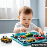 Home 19 또봇 장난감 조립 시 유의점 - A well-organized workspace for assembling Transformers toys, featuring a clean, flat table surface w...